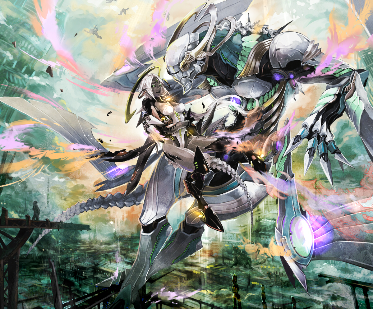 chinchira, halo, mecha, mechagirl, original, tail, wings