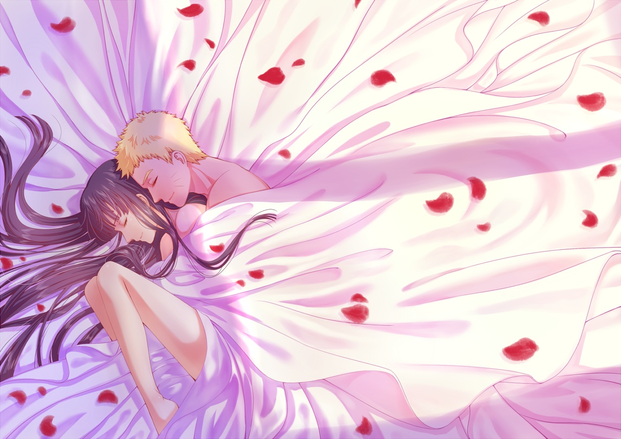 bed, black_hair, blonde_hair, haneru, hyuuga_hinata, long_hair, male, naruto