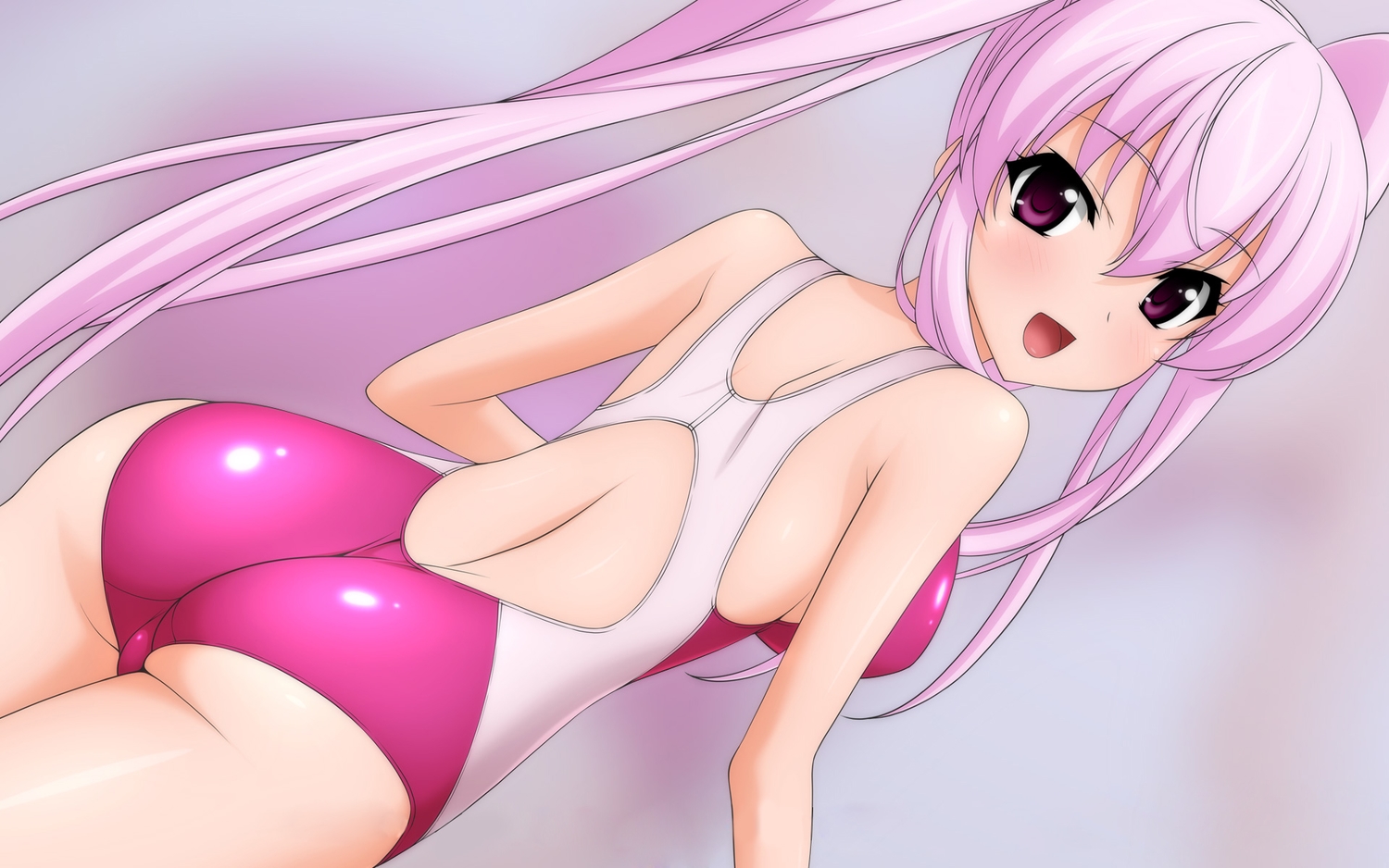 kisaragi_alice, original, over_drive, pink_hair, swimsuit, third-party_edit, twintails, wave_ride