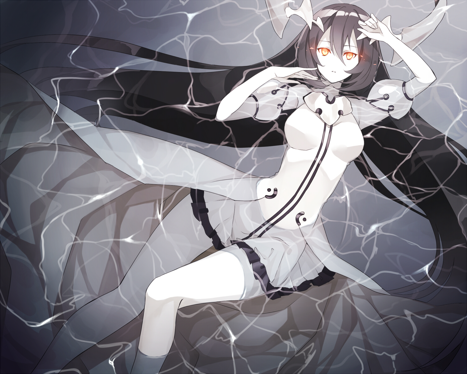 anchorage_water_demon, anthropomorphism, black_hair, breasts, dress, fumio_(kanmi), kantai_collection, long_hair