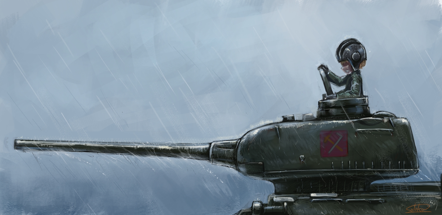 combat_vehicle, crying, girls_und_panzer, katyusha, rain, solokov_(okb-999), tears, water
