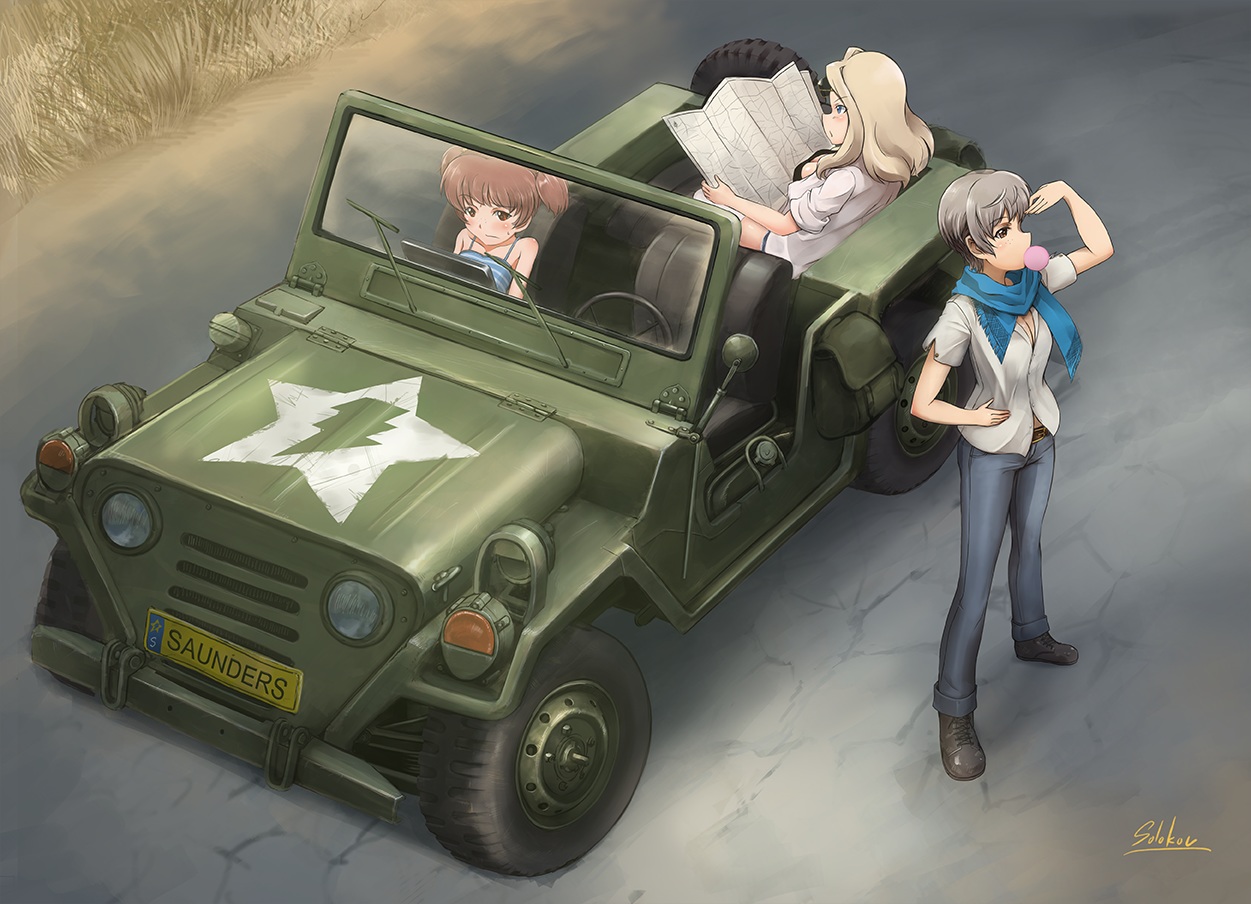 alisa_(girls_und_panzer), girls_und_panzer, kay_(girls_und_panzer), naomi, solokov_(okb-999)