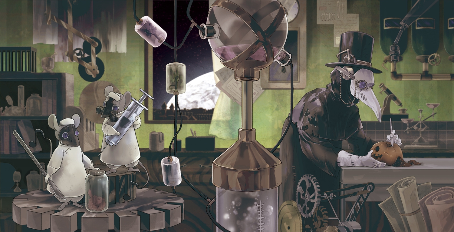 hat, industrial, majo_(mazyomazyo), original, pumpkin, robot