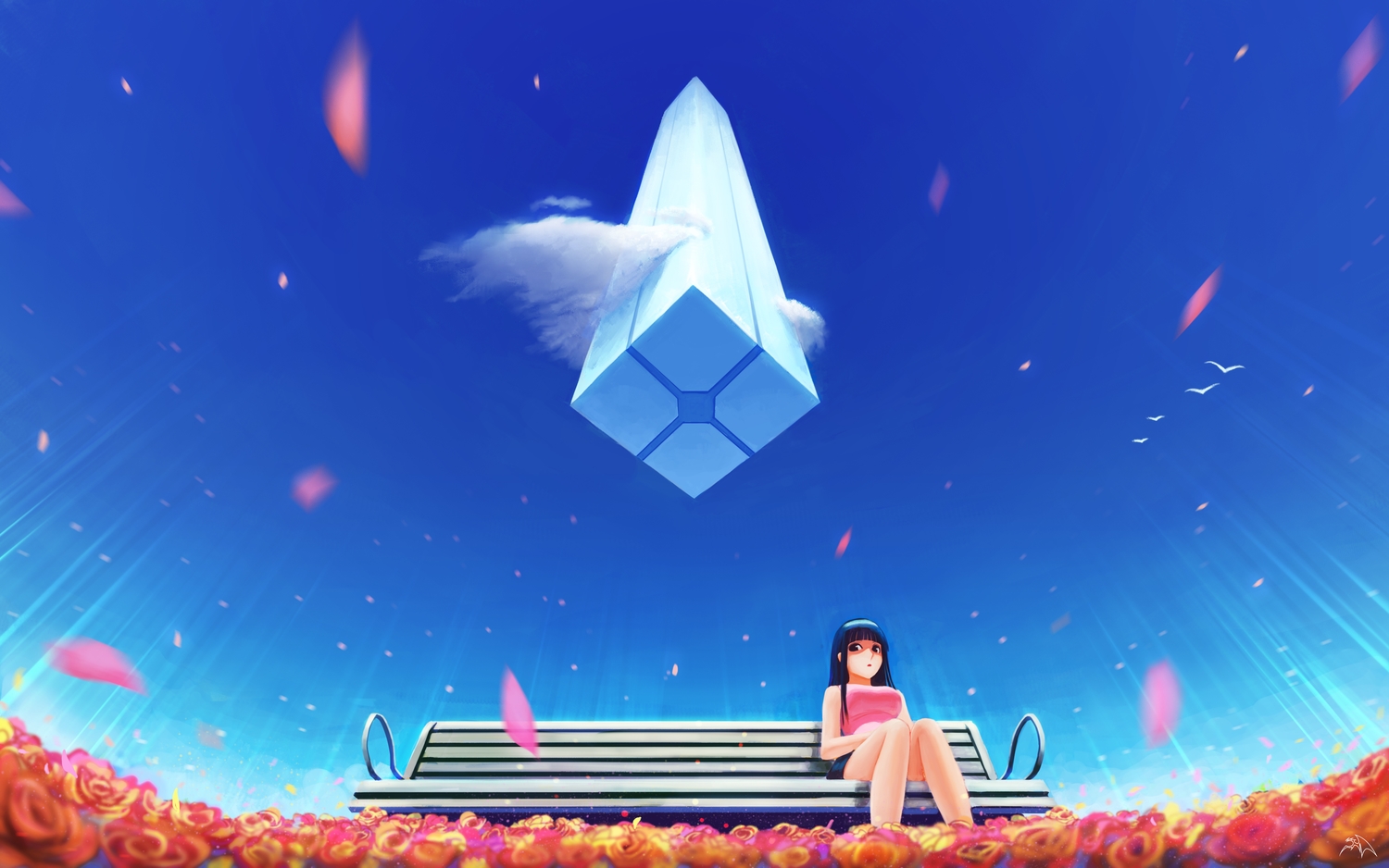 darkmuleth, flowers, original, petals, sky