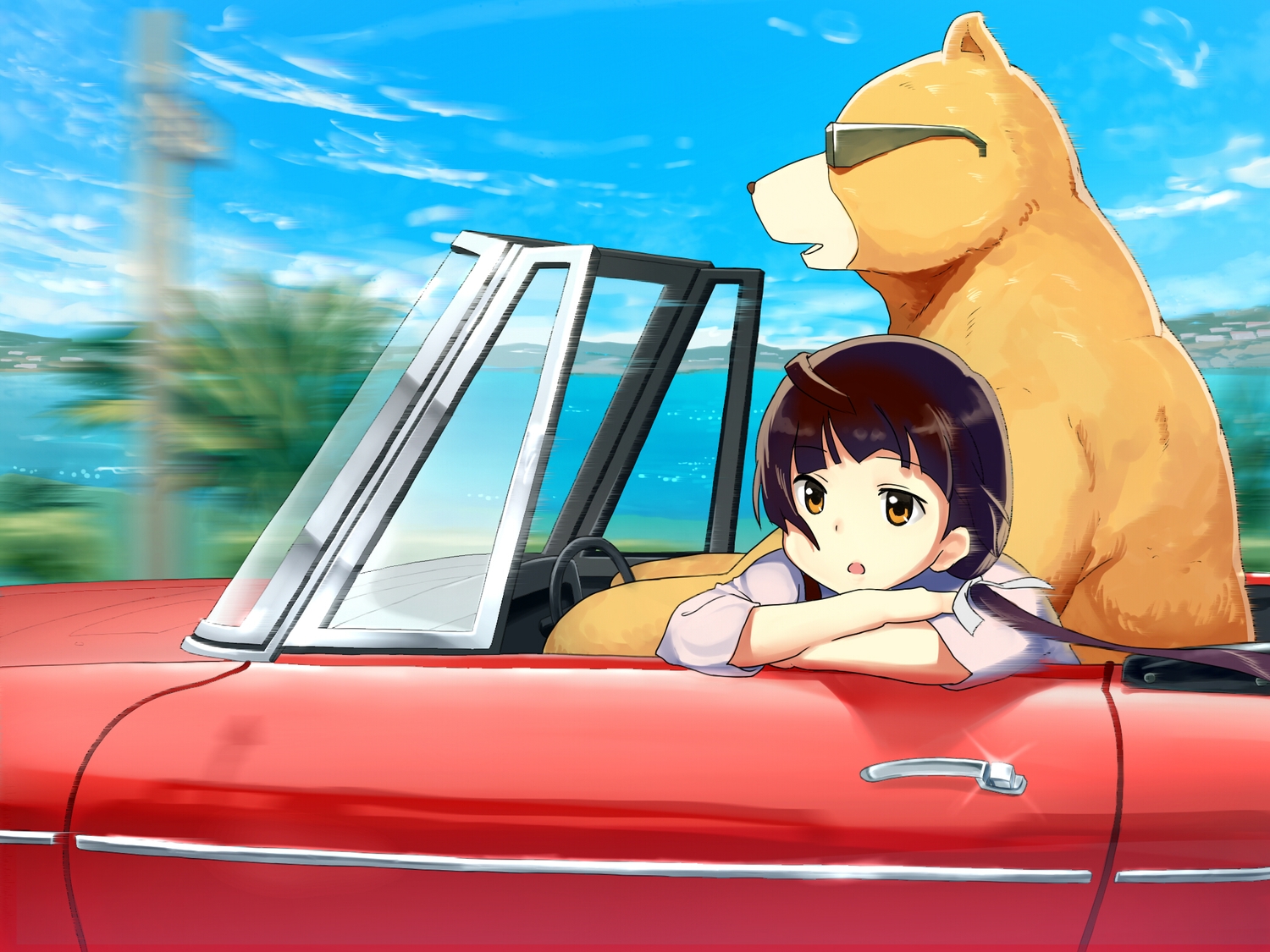 amayadori_machi, car, kumai_natsu, kumamiko, loli, sunglasses, tomitayaki