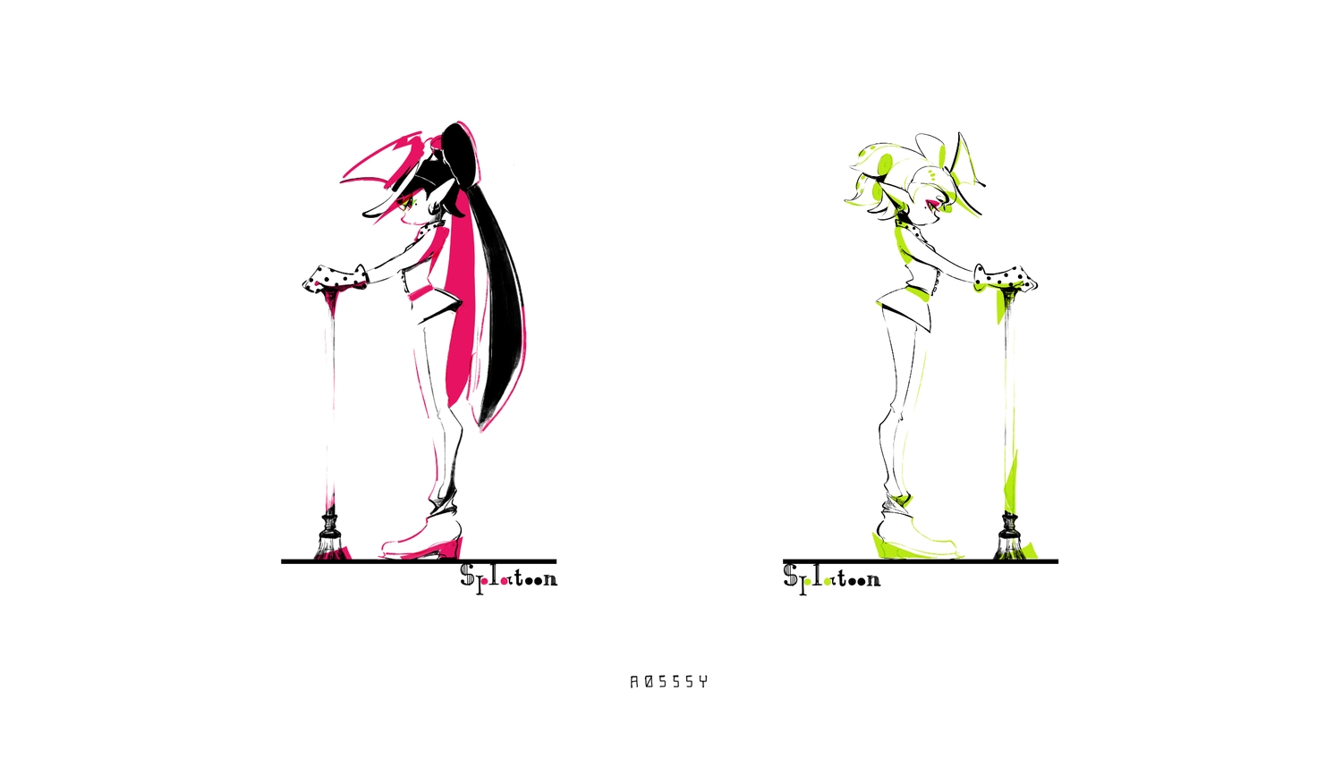 2girls, aori_(splatoon), gloves, hat, hotaru_(splatoon), seto_(asils), splatoon, white