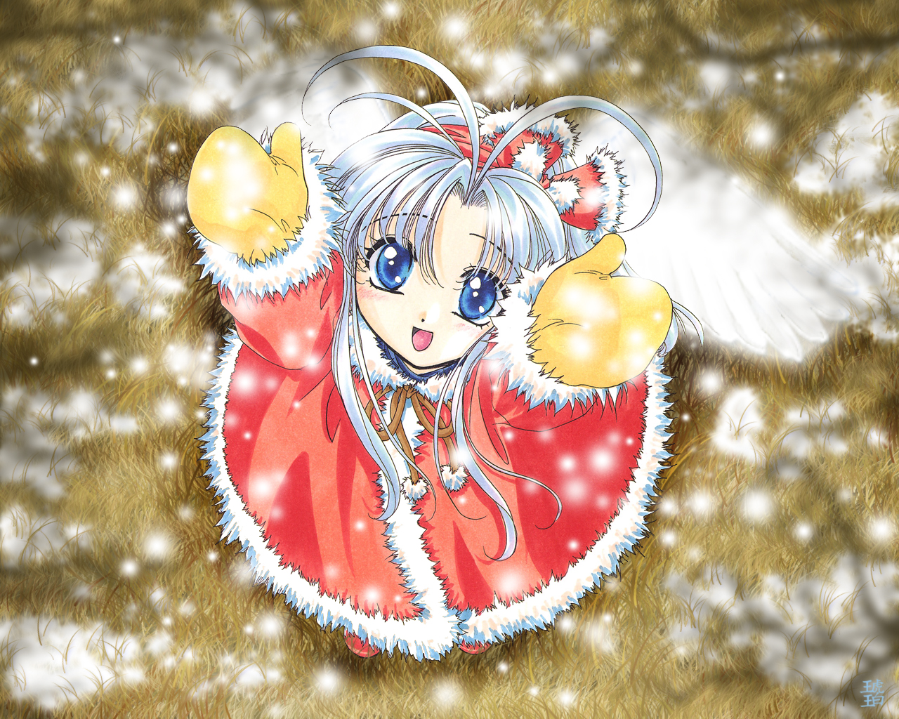 gloves, mamotte_shugogetten, shaolin, snow, wings