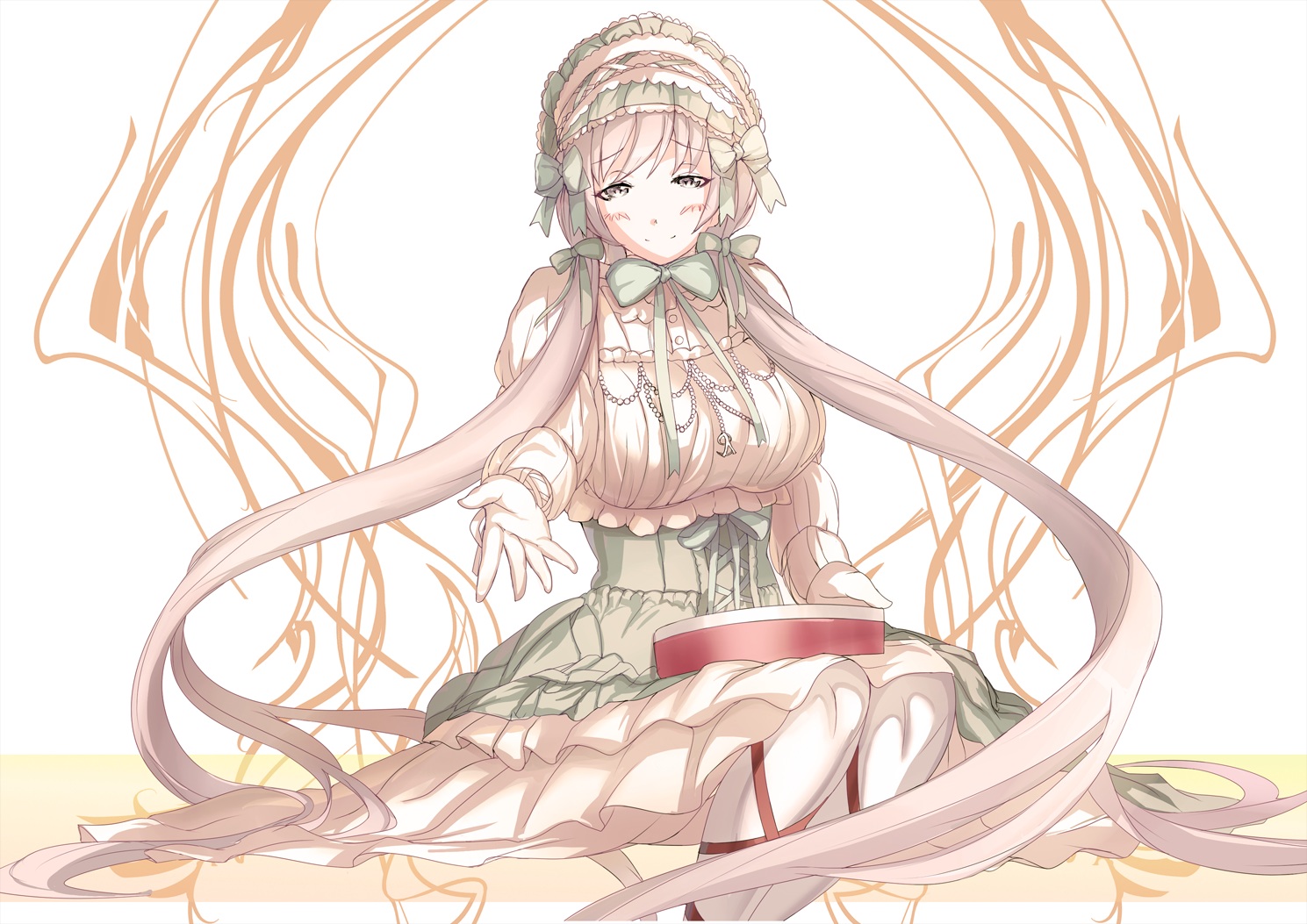 blonde_hair, blush, bow, ere_(2516325), gloves, gothic_wa_mahou_otome, headdress, lolita_fashion