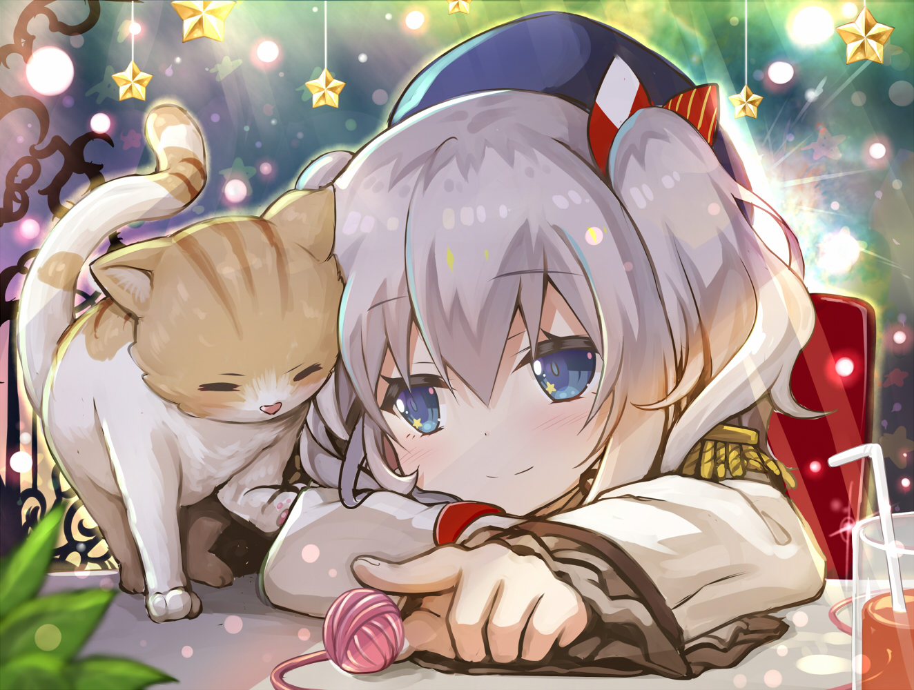 animal, anthropomorphism, blue_eyes, blush, cat, kantai_collection, kashima_(kancolle), loli
