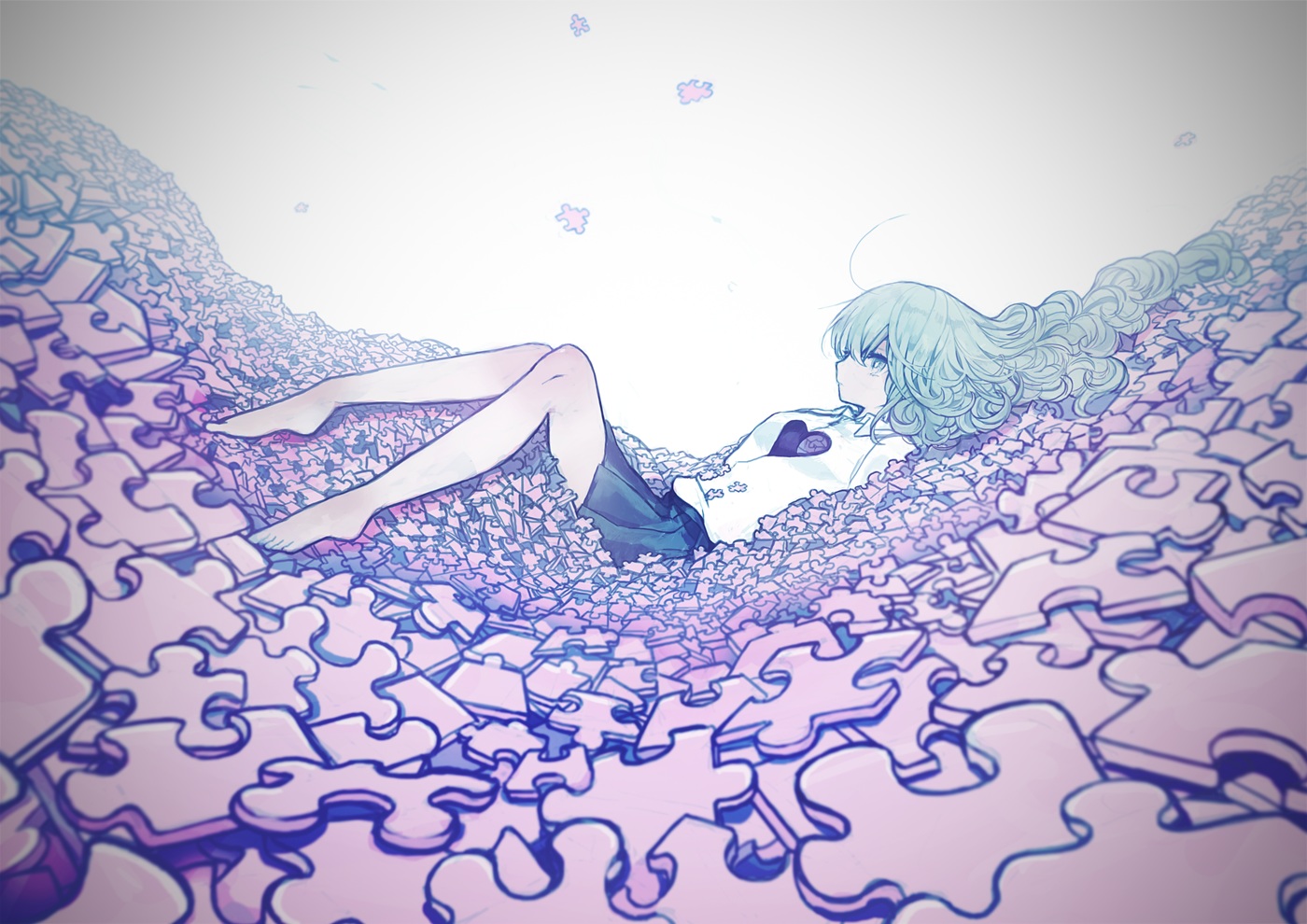 barefoot, heart, long_hair, noricopo_(nori0w0), original, skirt