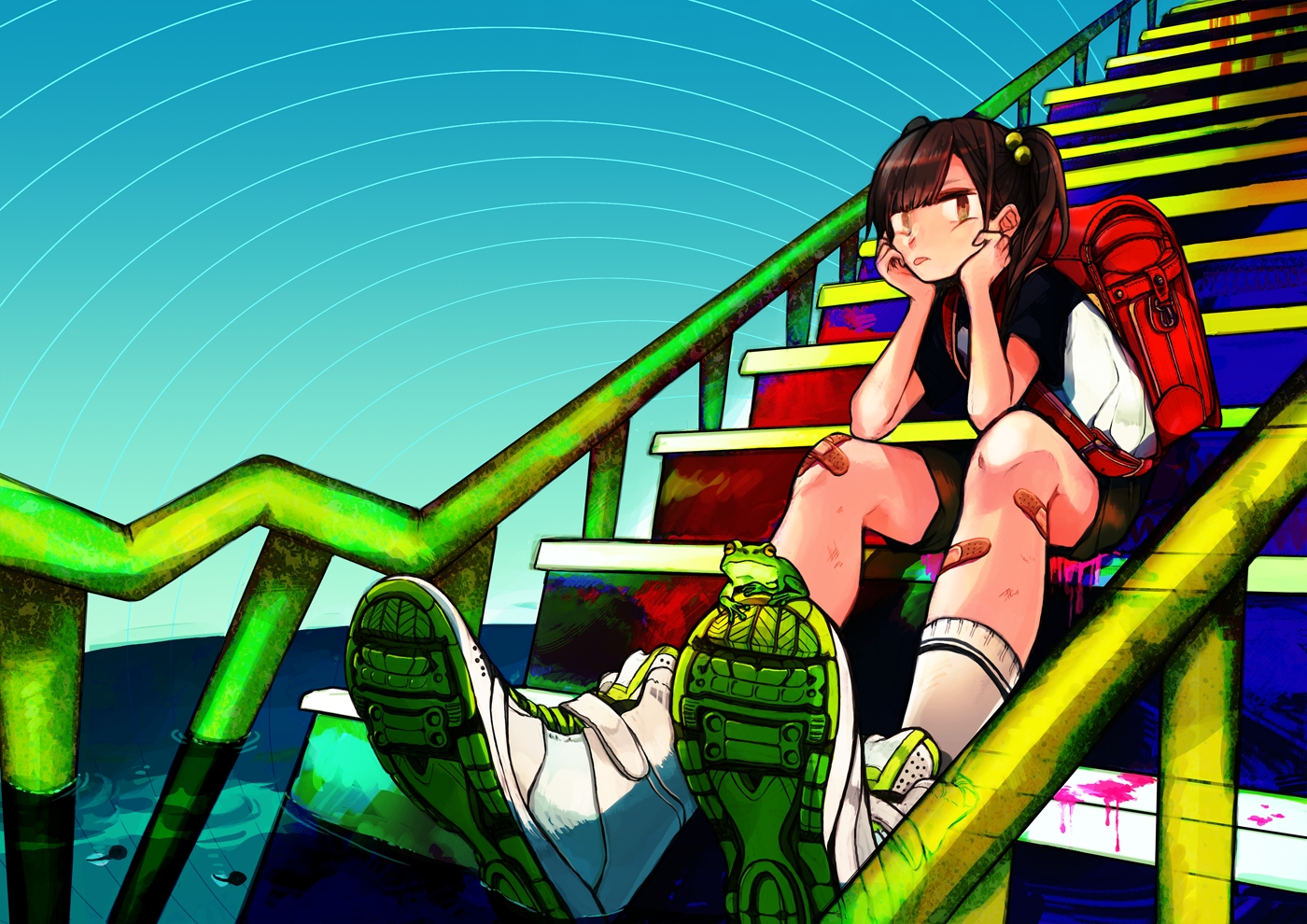 animal, bandaid, frog, noricopo_(nori0w0), original