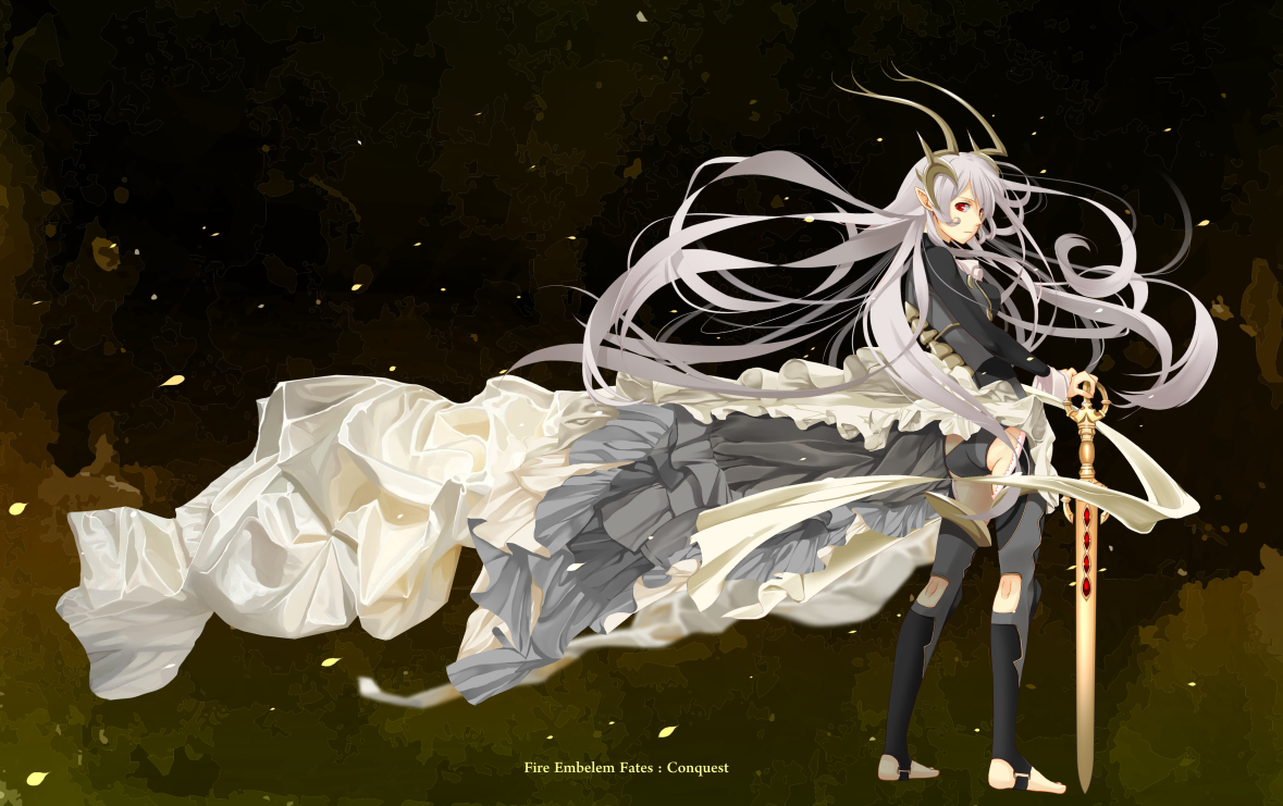 ass, barefoot, corrin_(fire_emblem)_(female), fire_emblem, fire_emblem_fates, fire_emblem_if, gray_hair, headdress