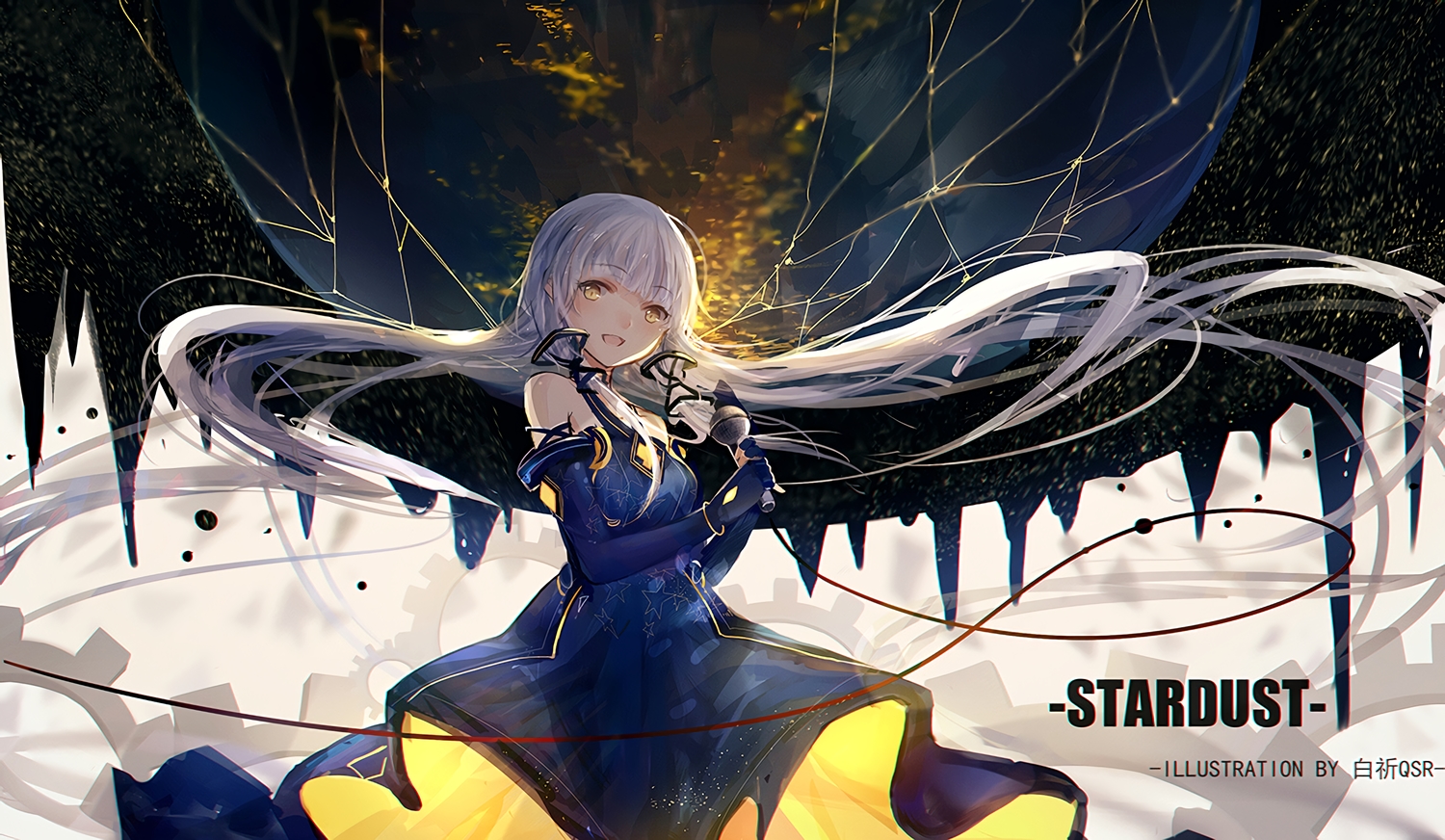 dress, inoriac, long_hair, microphone, vocaloid, vsinger, waifu2x, watermark