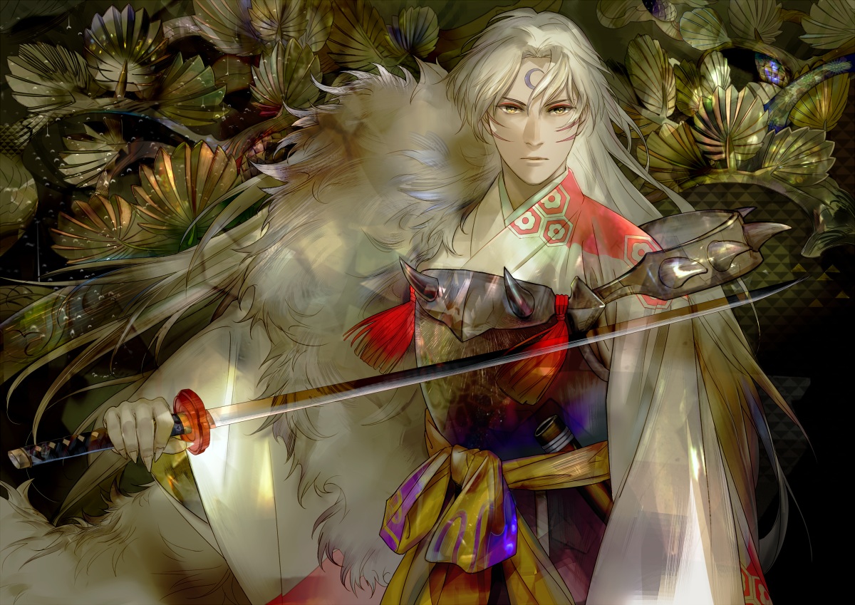 aliasing, all_male, armor, inuyasha, japanese_clothes, katana, long_hair, male