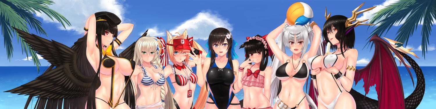 dualscreen, group, rinkou_no_lemuria, rockmanwjh, swimsuit, tagme_(character)