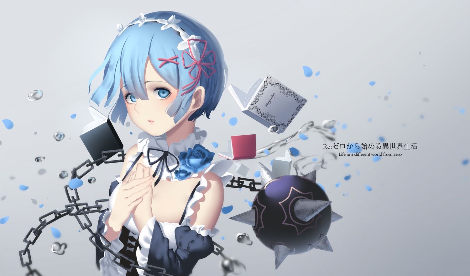 blue_eyes, blue_hair, hk_(hk), maid, rem_(re:zero), re:zero_kara_hajimeru_isekai_seikatsu, short_hair