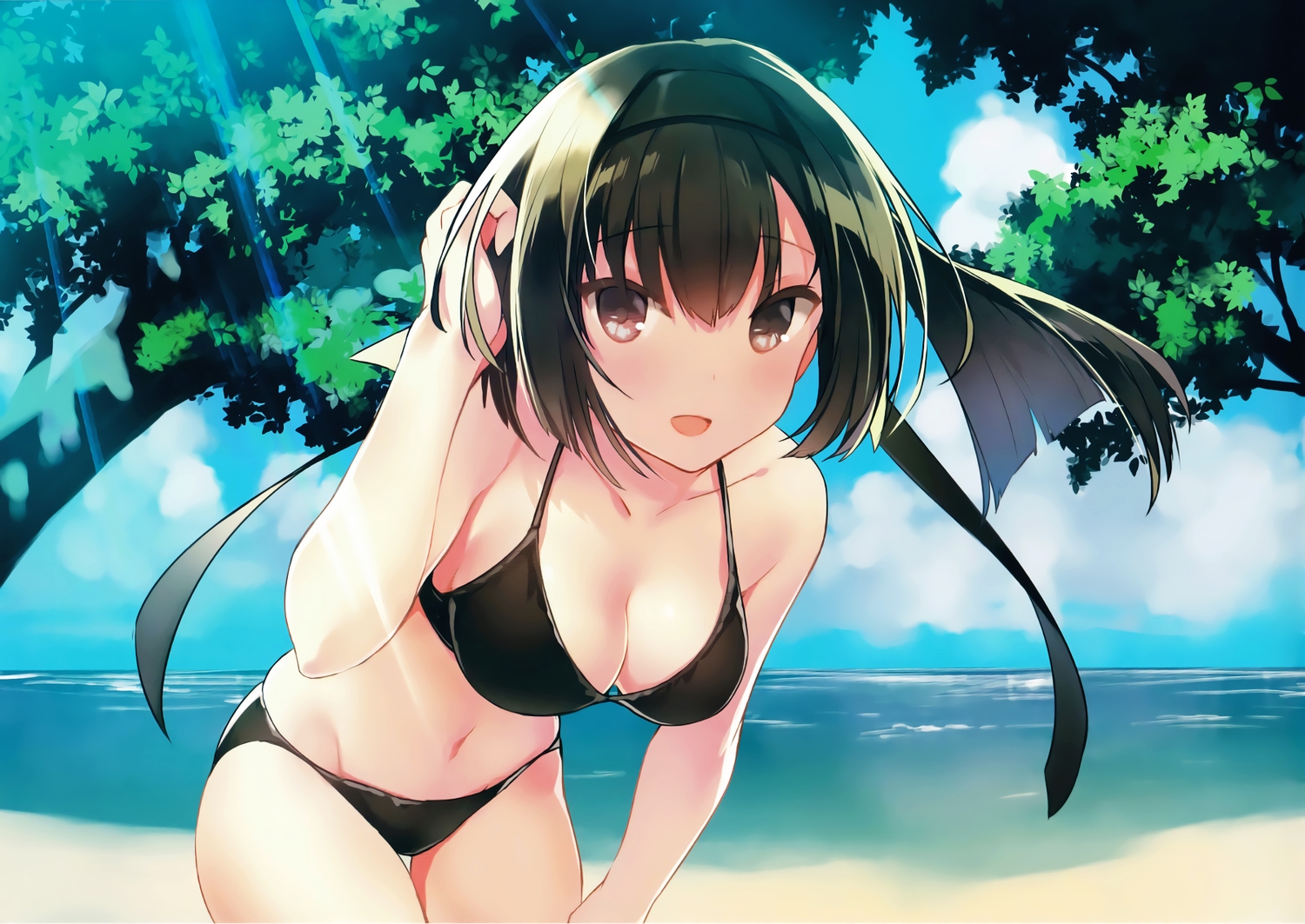 akizuki_(kancolle), anthropomorphism, beach, bikini, breasts, cleavage, kantai_collection, swimsuit, tousaki_umiko