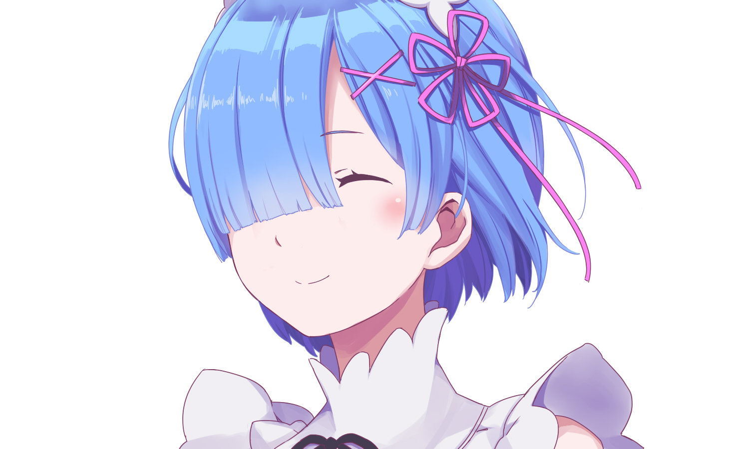 aqua_hair, headdress, maid, needle, rem_(re:zero), re:zero_kara_hajimeru_isekai_seikatsu, short_hair, white