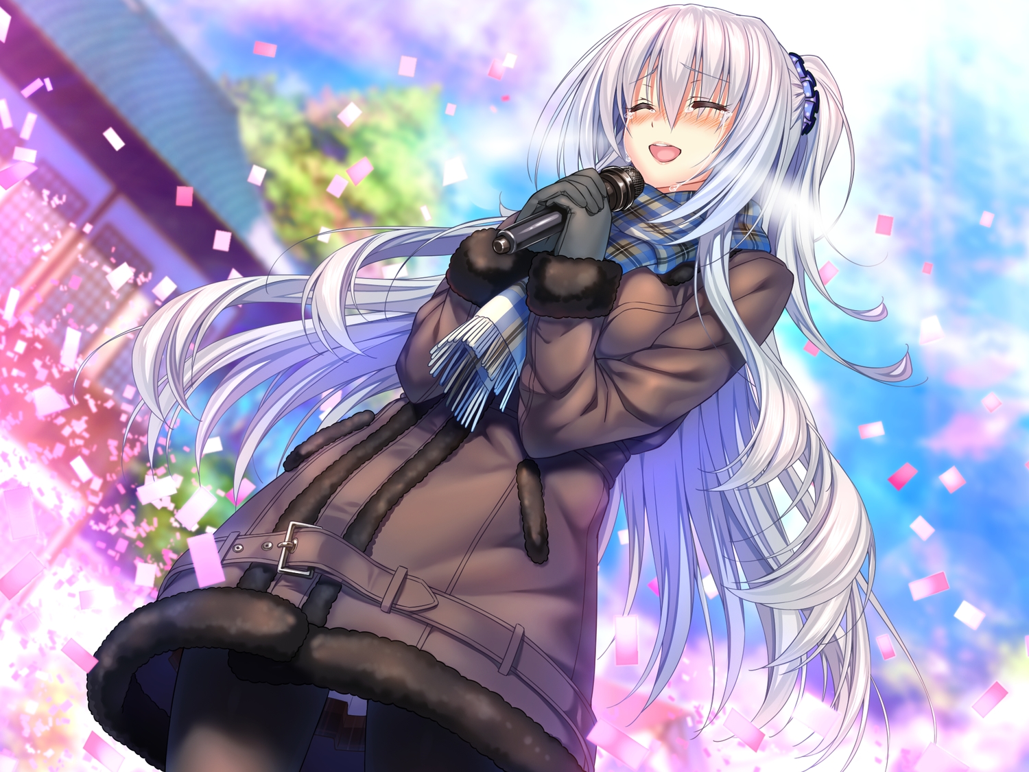 amakano, amakano_~second_season~, azarashi_soft, crying, game_cg, microphone, pantyhose, piromizu