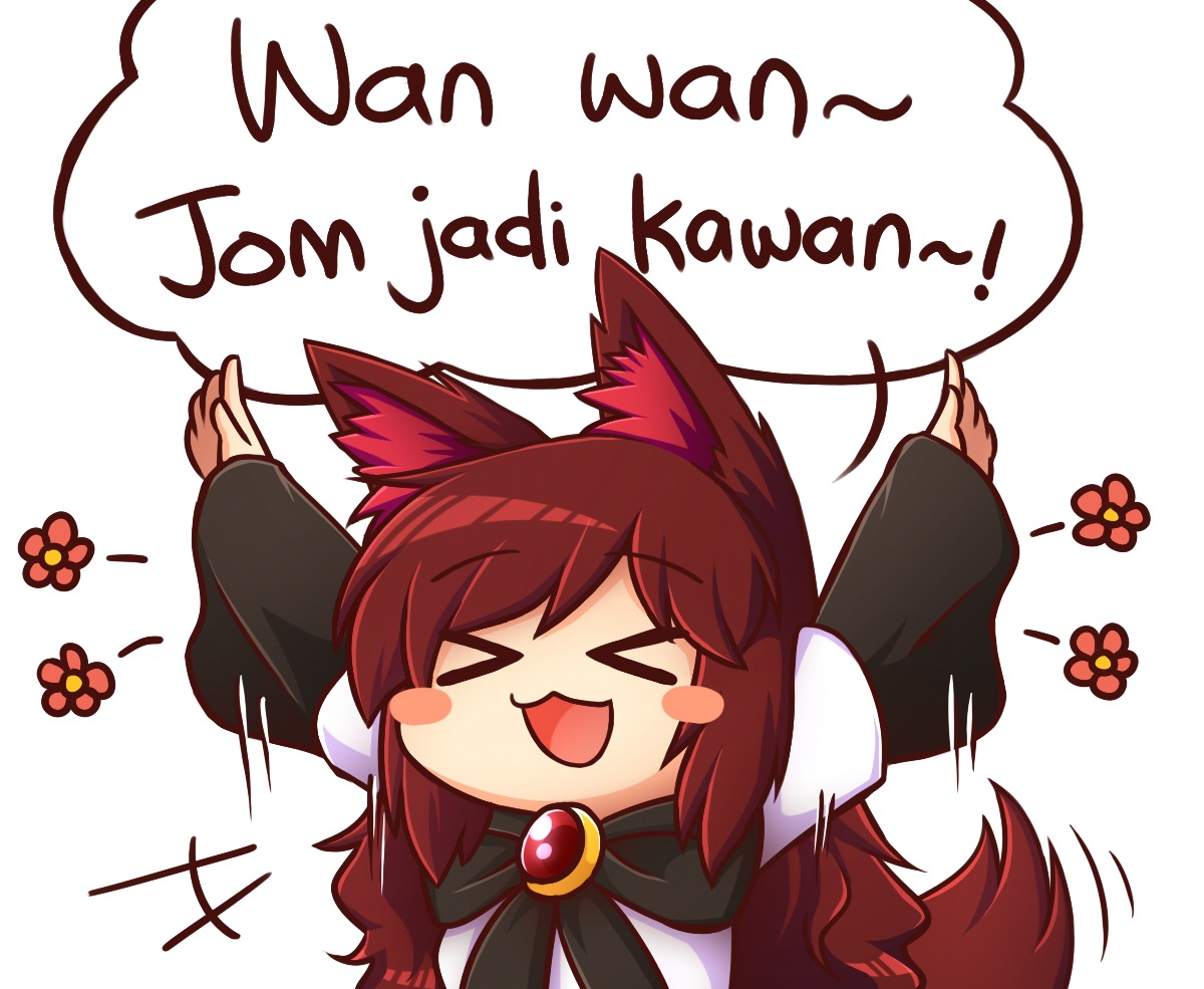 animal_ears, brown_hair, cat_smile, chibi, imaizumi_kagerou, miwol, tail, touhou, wolfgirl