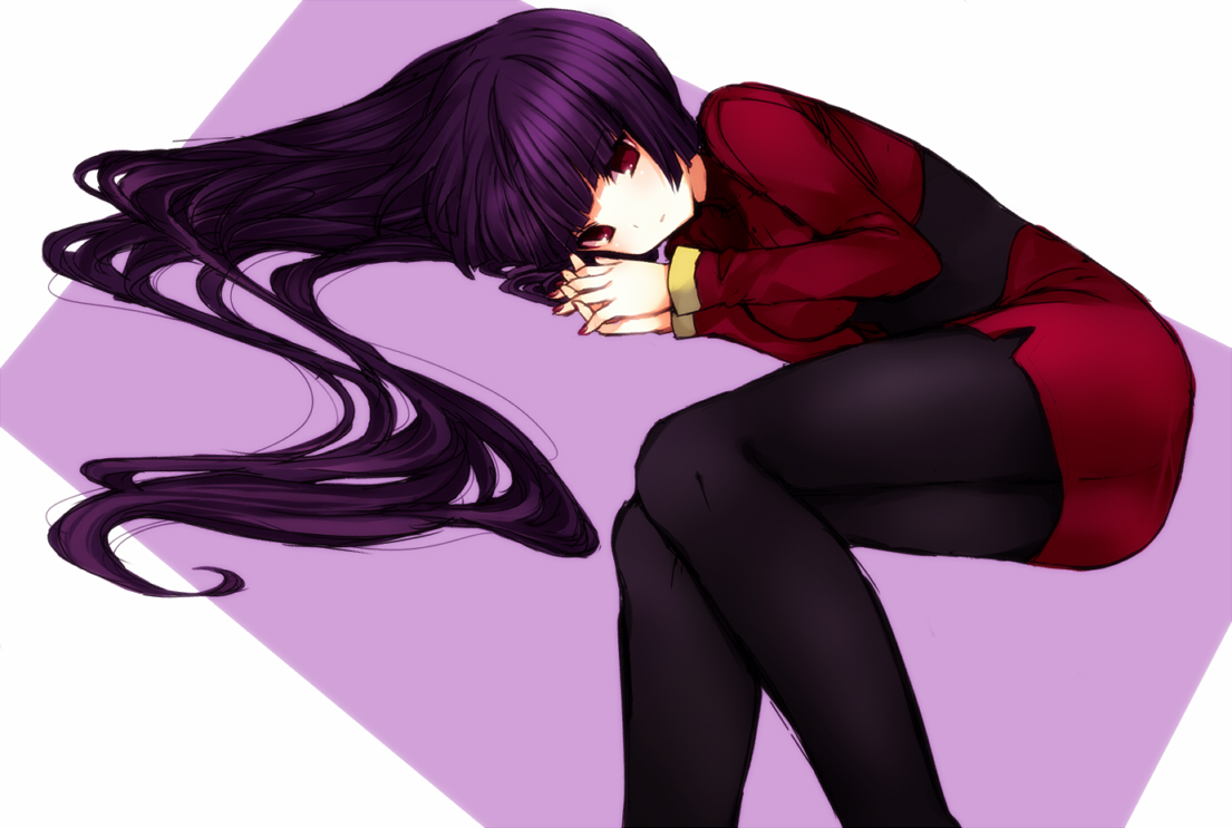 bodysuit, long_hair, natsume_(pokemon), pokemon, purple_hair, red_eyes, skintight, skirt