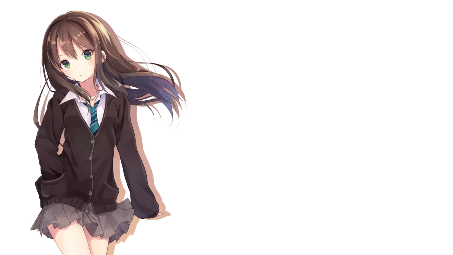 brown_hair, green_eyes, idolmaster, idolmaster_cinderella_girls, nonono_(nononotea), school_uniform, shibuya_rin, skirt