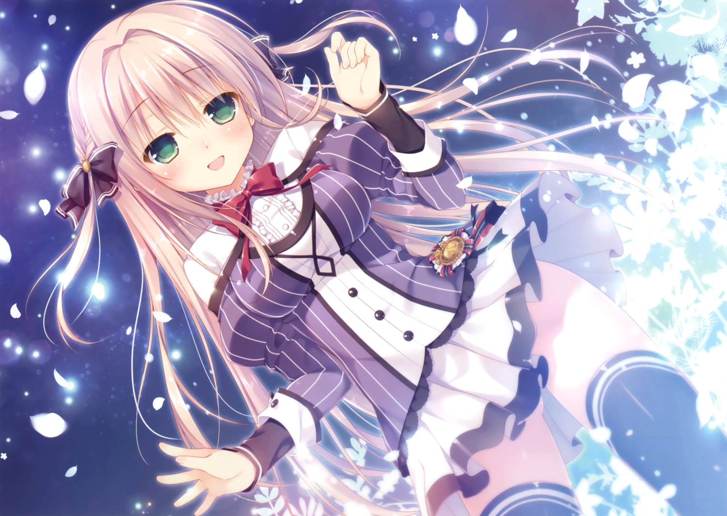 blonde_hair, blush, chikotam, green_eyes, long_hair, otome_domain, palette_qualia, saionji_kazari