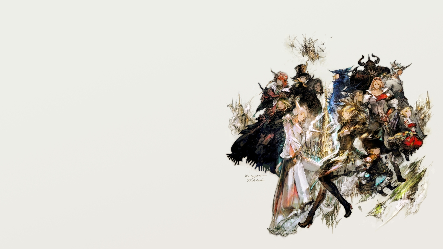 animal_ears, armor, au_ra, blonde_hair, blue_hair, catgirl, final_fantasy, final_fantasy_xiv
