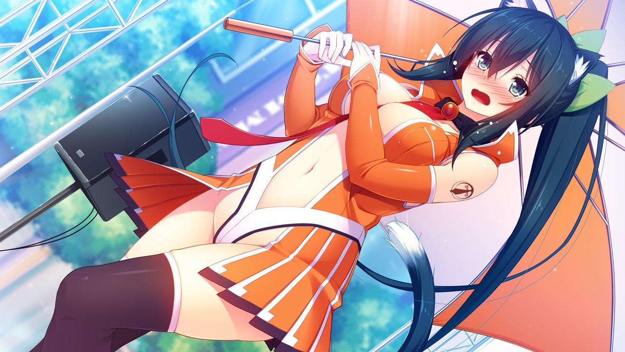 animal_ears, aqua_eyes, aristear_remain, astronauts, black_hair, blush, breasts, catgirl