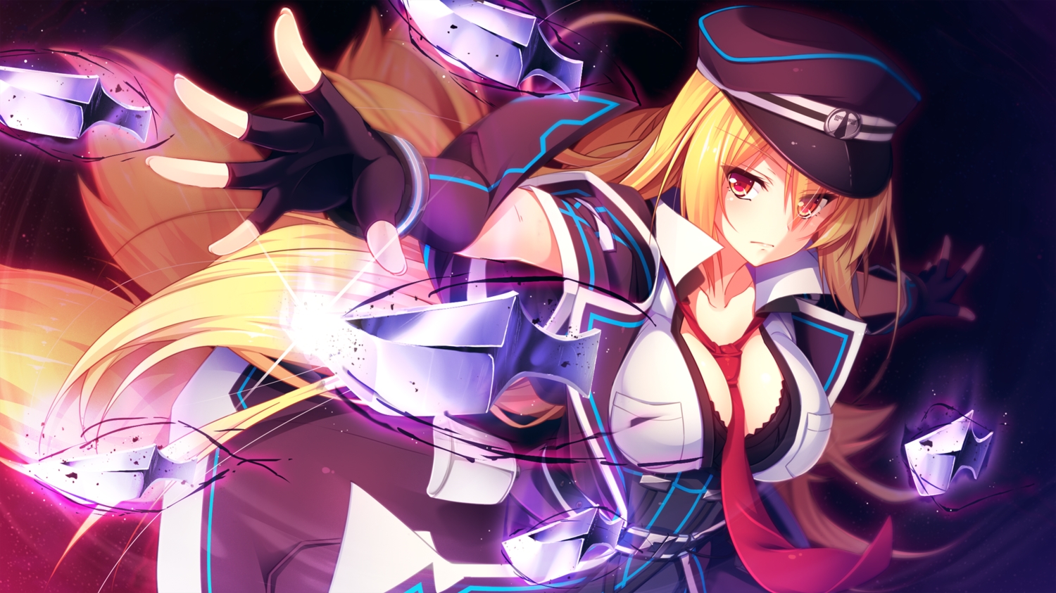 aristear_remain, astronauts, blonde_hair, bra, breasts, cleavage, game_cg, hat
