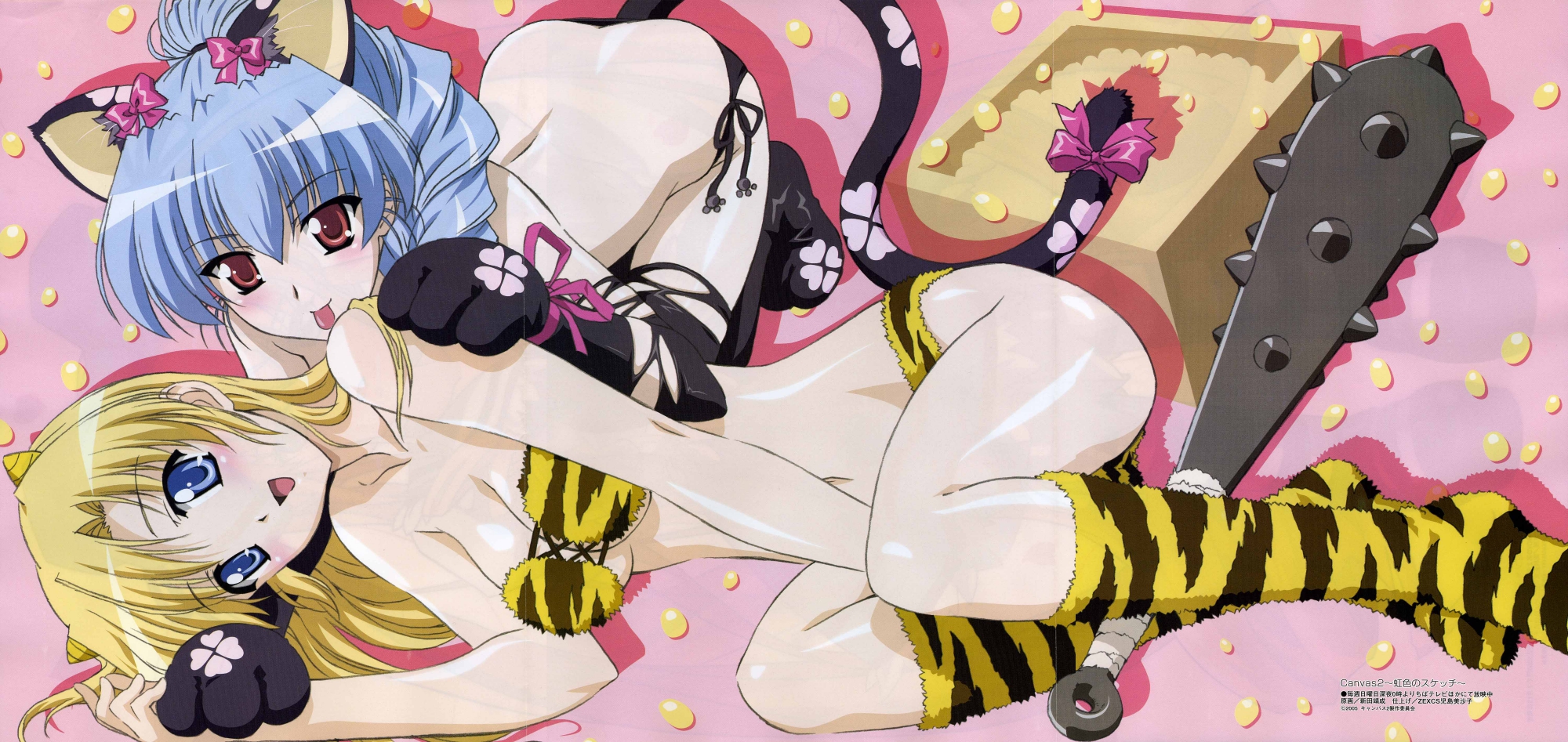 animal_ears, canvas2_niji_iro_no_sketch, catgirl, fujinami_tomoko, horns, housen_elis, megami, scan