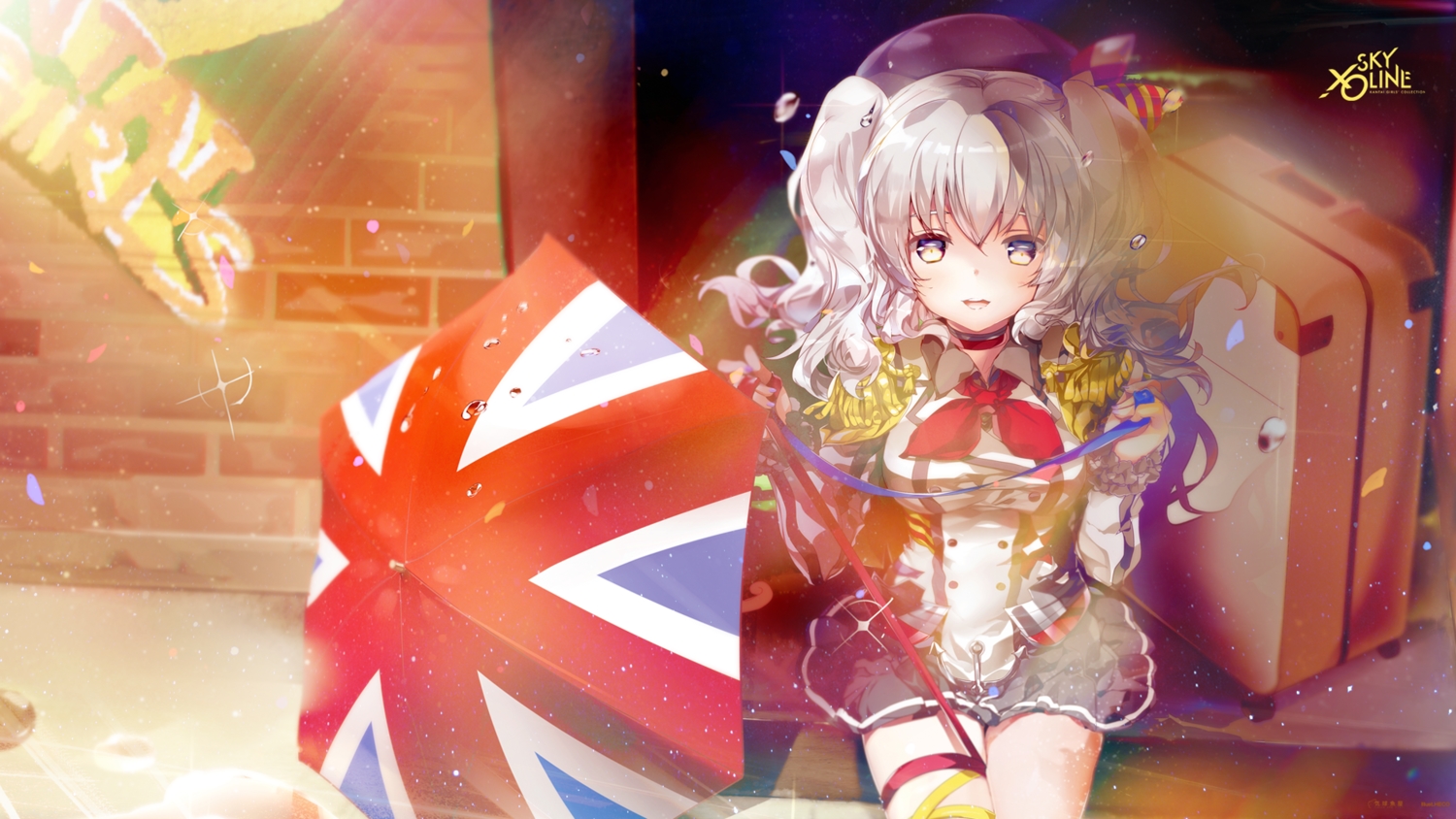 anthropomorphism, choker, graffiti, gray_hair, hat, heco_(mama), kantai_collection, kashima_(kancolle)