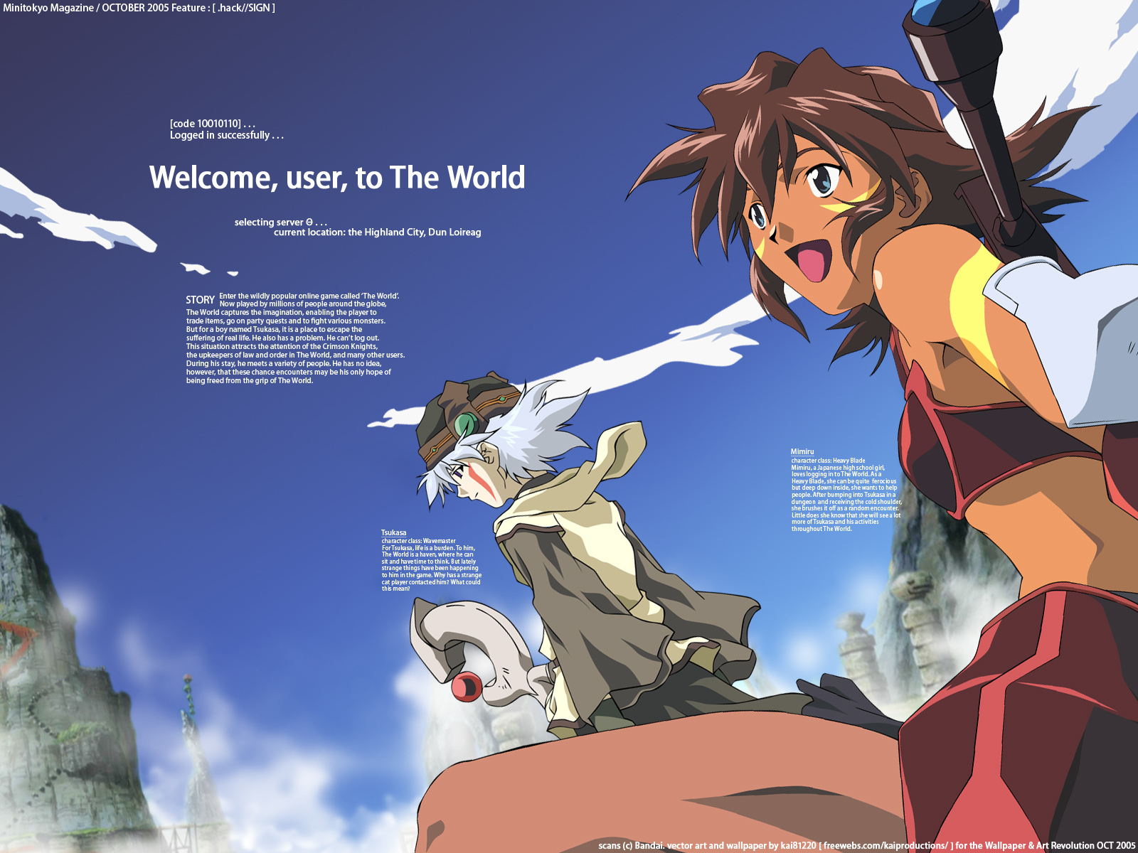 .hack//, .hack//link, .hack//sign, mimiru, tsukasa