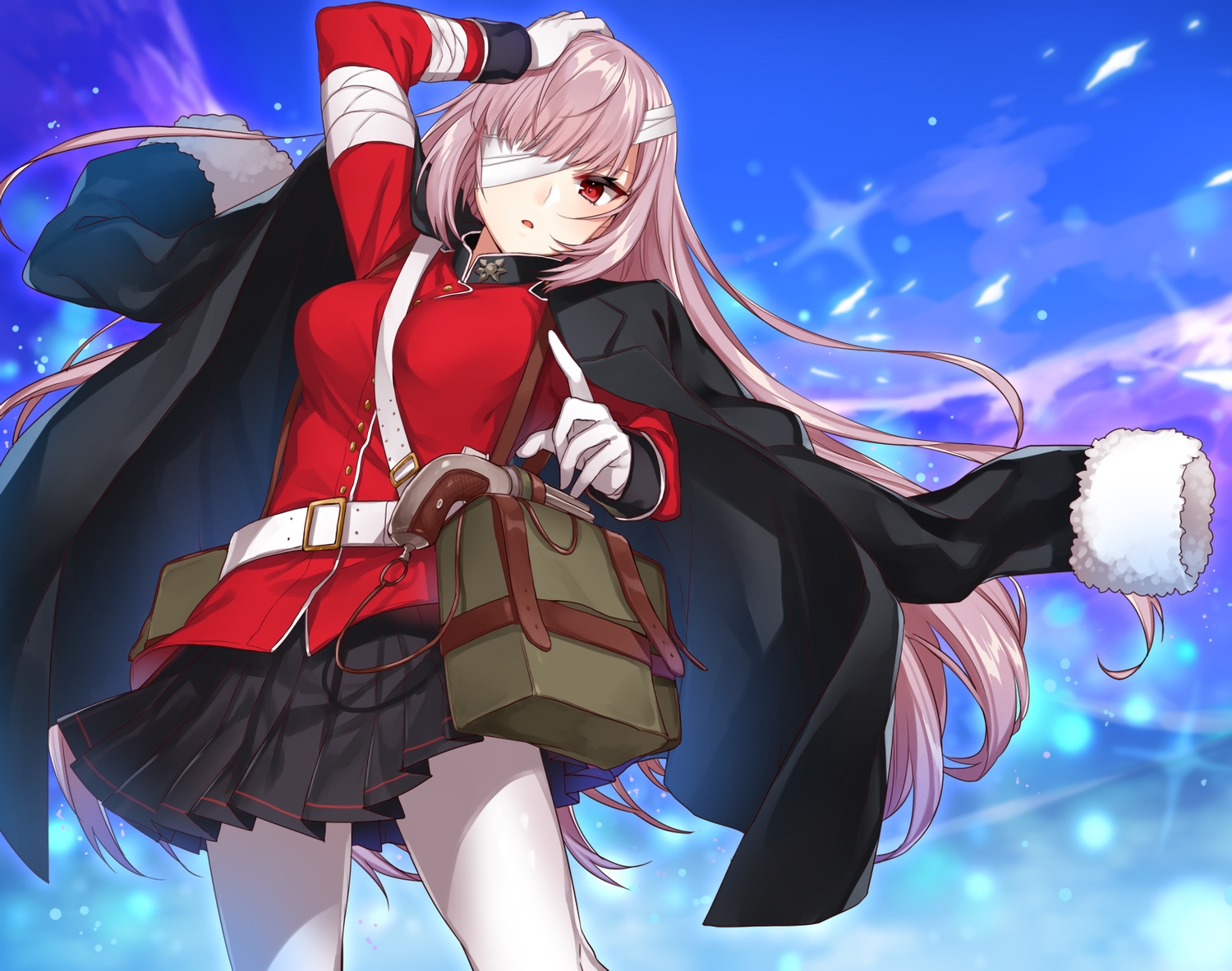 bandage, eyepatch, fate/grand_order, fate_(series), florence_nightingale, gloves, gun, long_hair