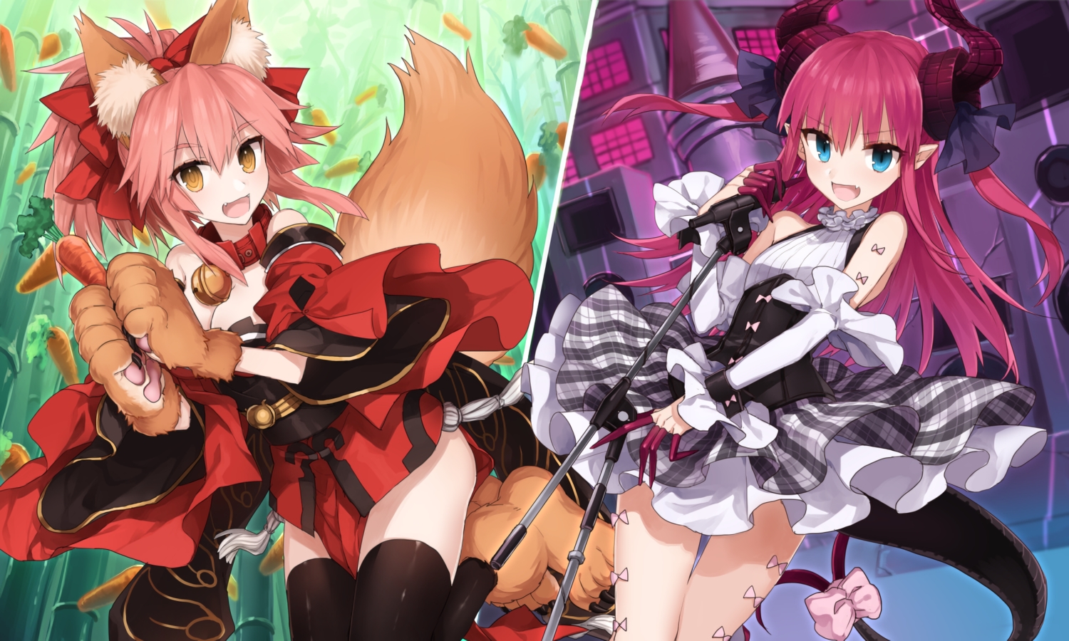 animal_ears, aqua_hair, breasts, cleavage, dress, elizabeth_bathory_(fate), fate/grand_order, fate_(series)