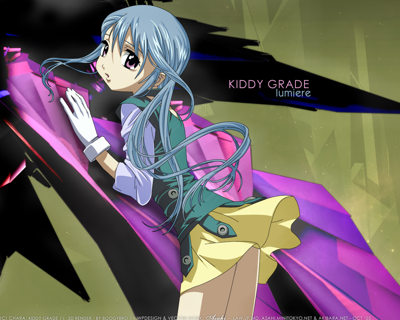 blue_hair, gloves, gotoh_keiji, kiddy_grade, lumiere, purple_eyes