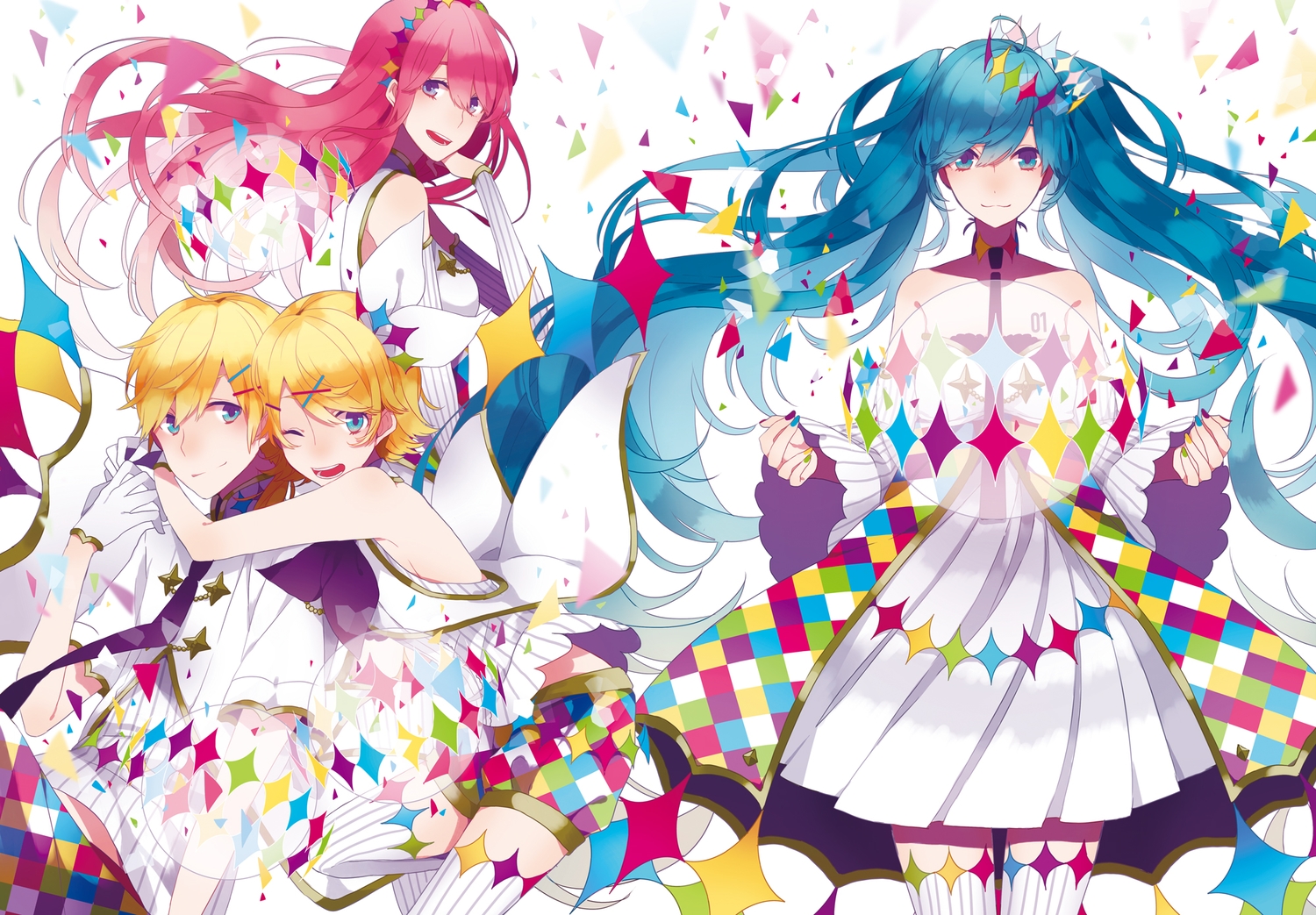 ball, group, hatsune_miku, kagamine_len, kagamine_rin, long_hair, male, megurine_luka