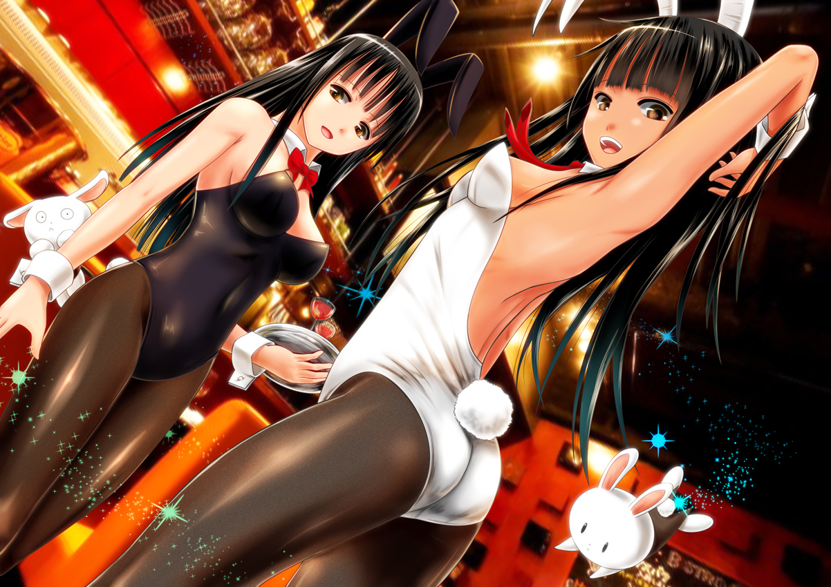 2girls, animal_ears, ano_hito, bunny_ears, bunnygirl, original