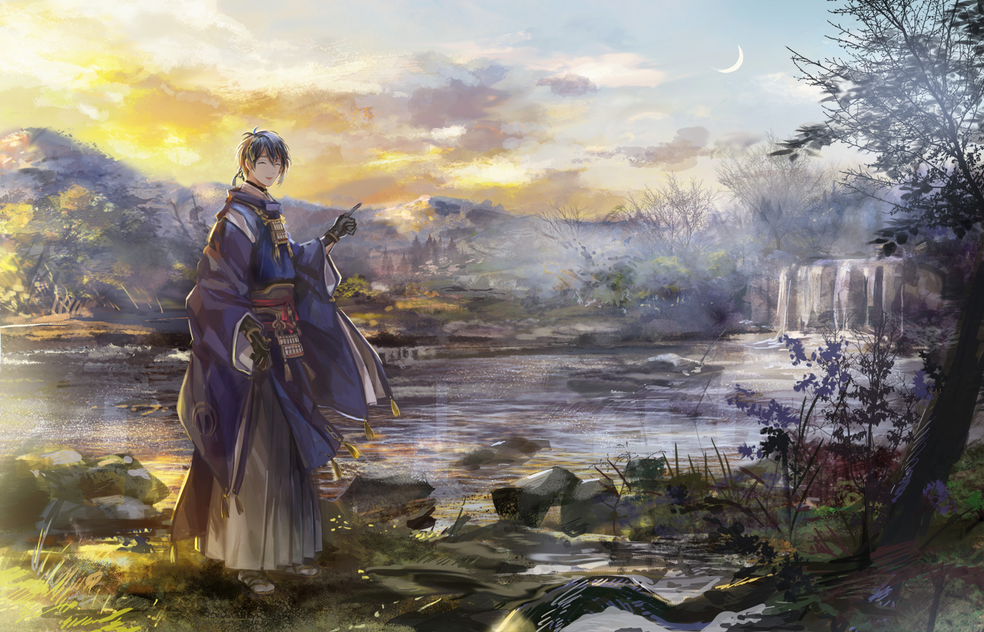 38ban, all_male, anthropomorphism, male, mikazuki_munechika, touken_ranbu