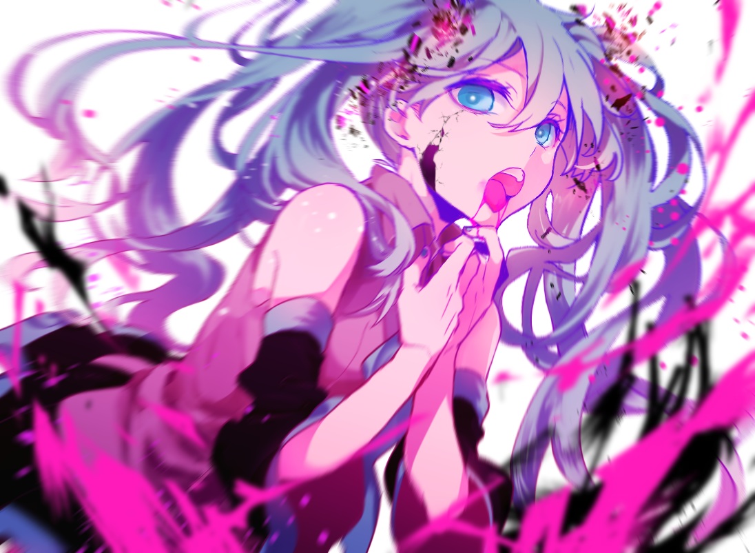 aliasing, blood, blue_eyes, blue_hair, ghost_rule_(vocaloid), hatsune_miku, long_hair, sorurabu, twintails, vocaloid