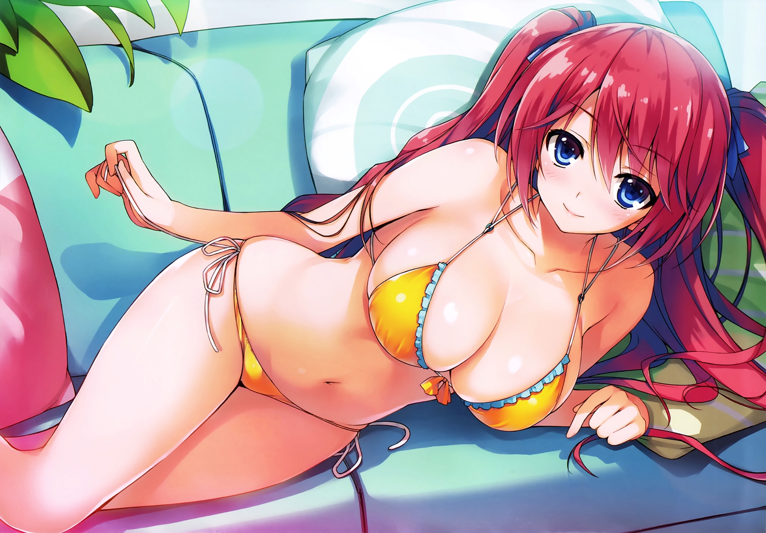 bikini, blue_eyes, breasts, brown_hair, cleavage, long_hair, navel, sakura_airi, swimsuit, tomose_shunsaku, youkoso_jitsuryoku_shijou_shugi_no_kyoushitsu_e