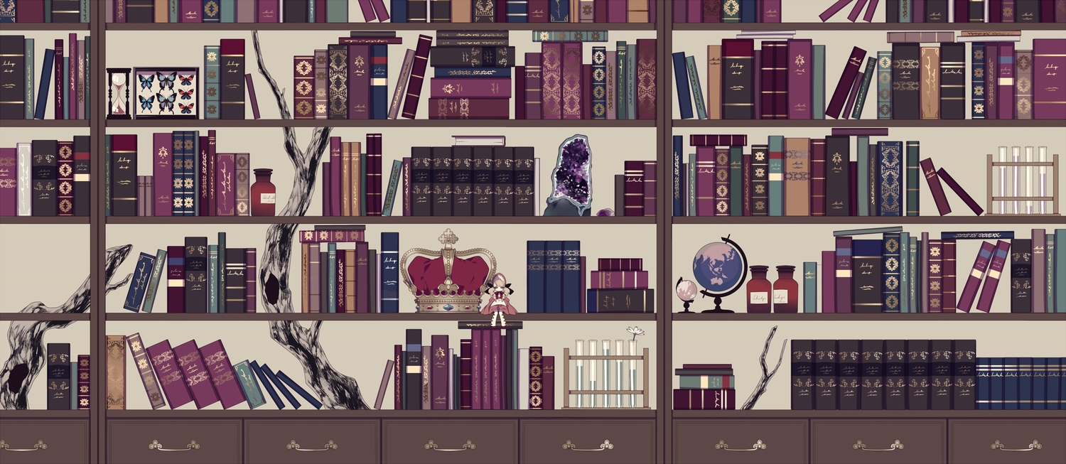 book, butterfly, crown, doll, earth, lolita_fashion, no_humans, original, planet, shikimi_(yurakuru), waifu2x