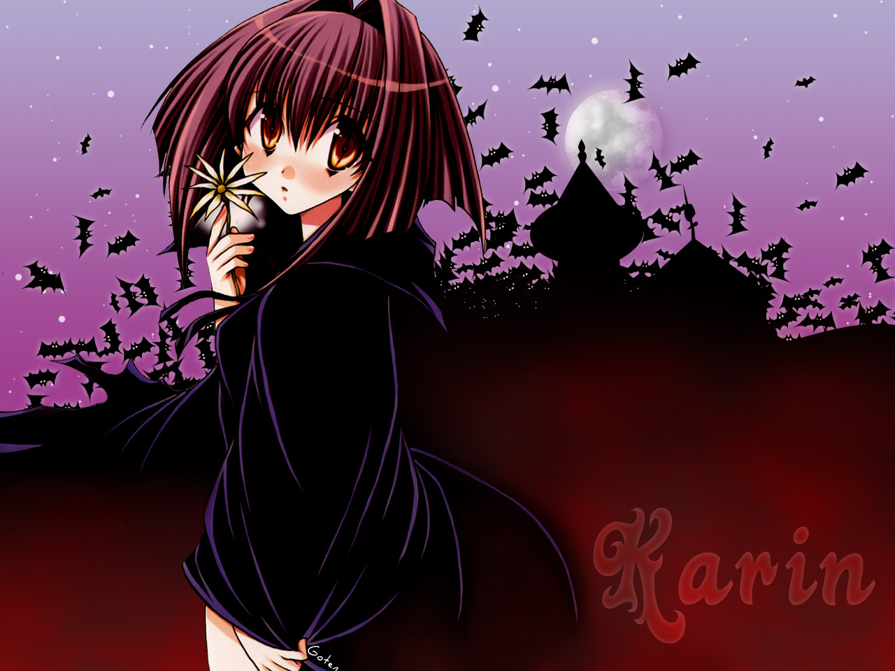 blush, kagezaki_yuna, karin, maaka_karin, red, vampire