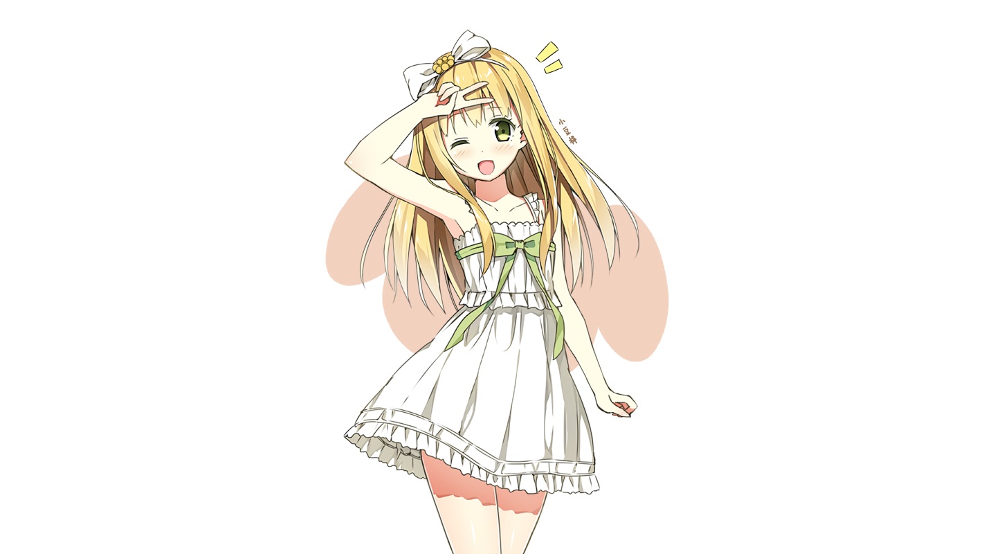 azuki_azusa, blonde_hair, blush, bow, dress, green_eyes, headband, hentai_ouji_to_warawanai_neko