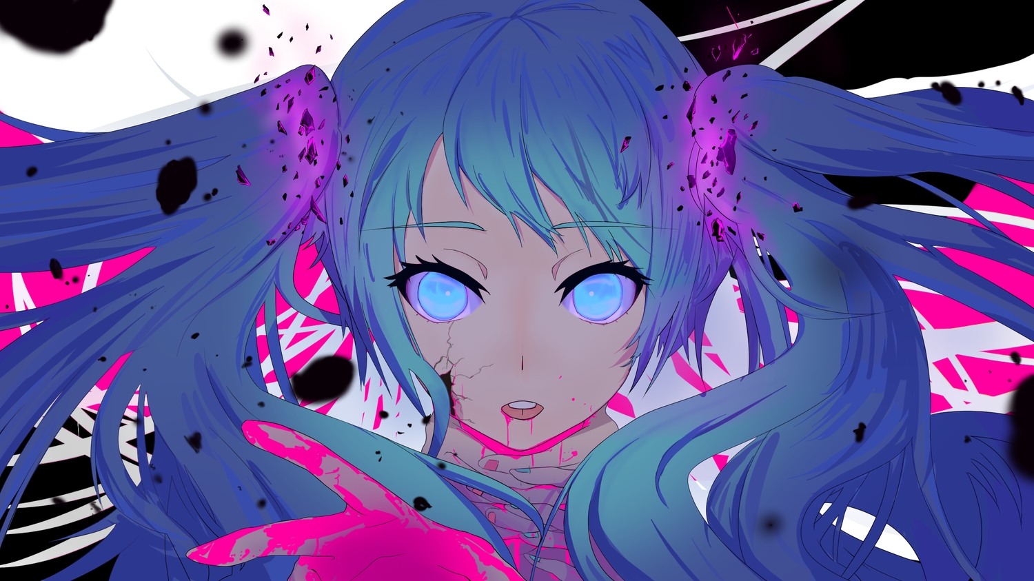 ghost_rule_(vocaloid), hatsune_miku, jpeg_artifacts, long_hair, tagme_(artist), twintails, vocaloid