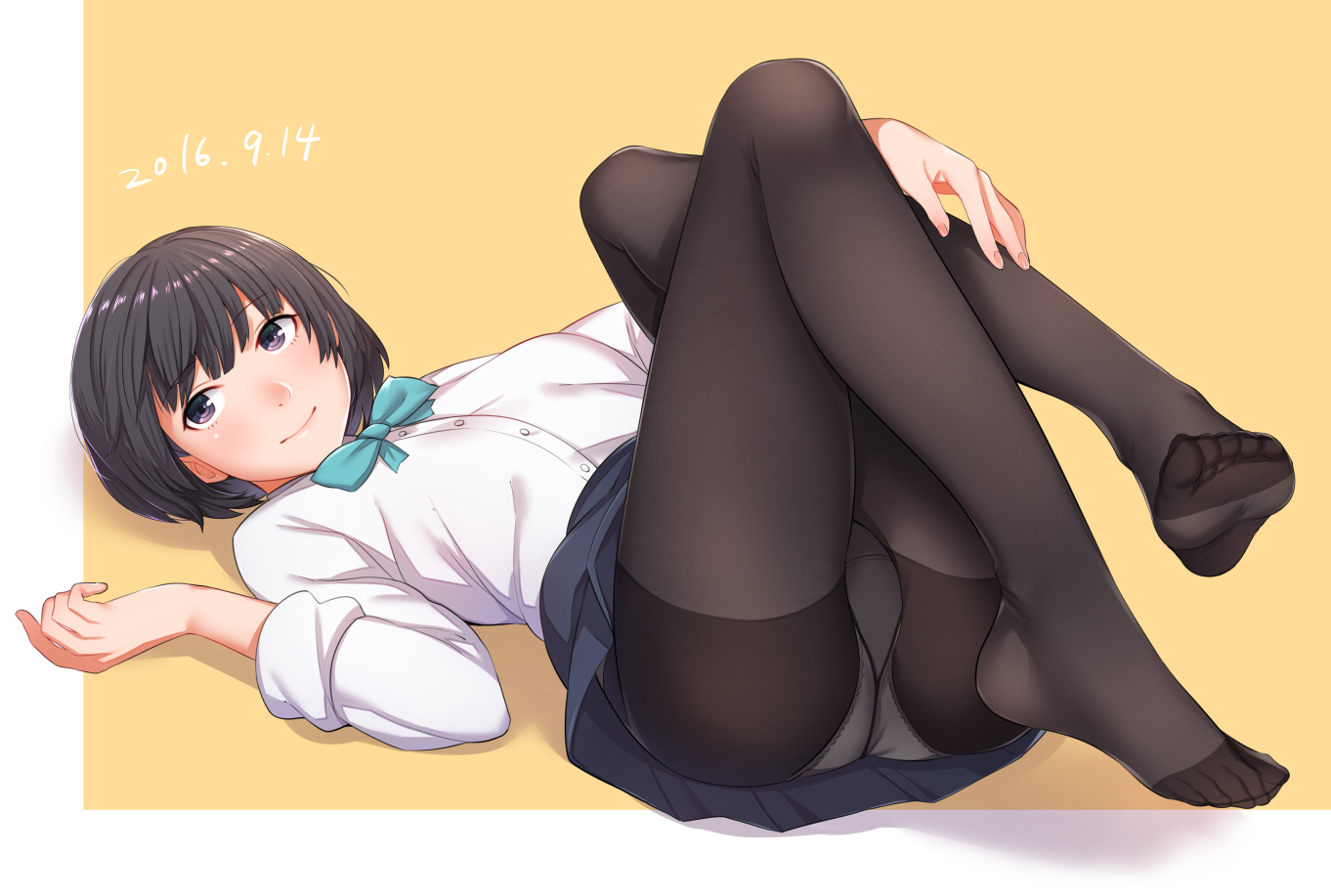 kyuuso_inukami, original, panties, pantyhose, school_uniform, short_hair, underwear, upskirt