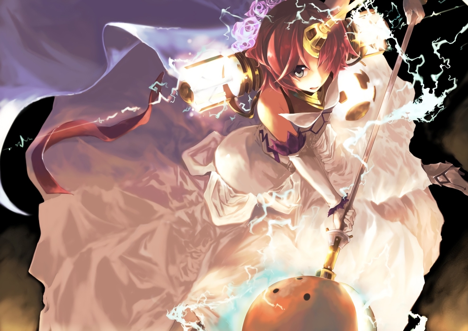 dress, fate/apocrypha, fate_(series), frankenstein, gloves, gray_eyes, jpeg_artifacts, red_hair