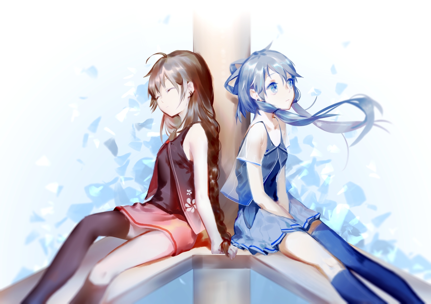 2girls, luo_tianyi, vocaloid, vsinger, yuezheng_ling, yyb