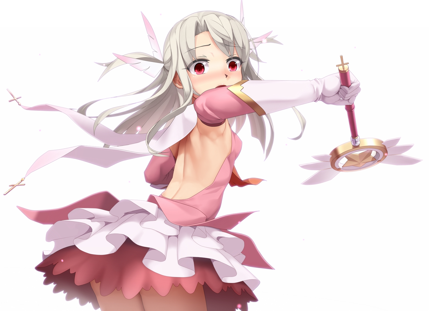 aliasing, blush, cross, dress, eto, fate/kaleid_liner_prisma_illya, fate_(series), gloves