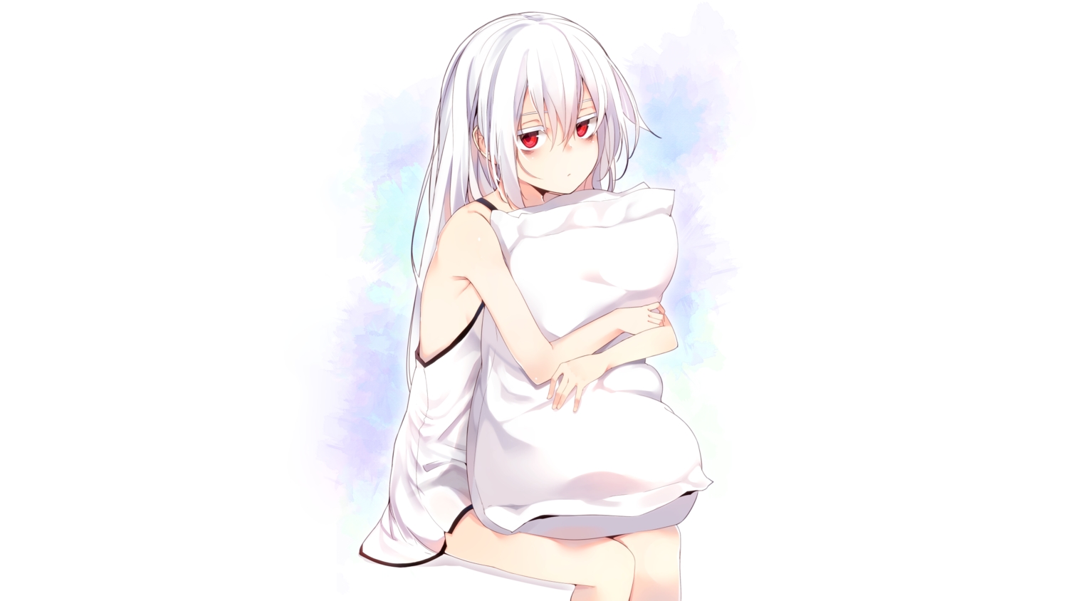aliasing, dress, long_hair, original, otokuyou, red_eyes, shiroi_ko_(otokuyou), third-party_edit